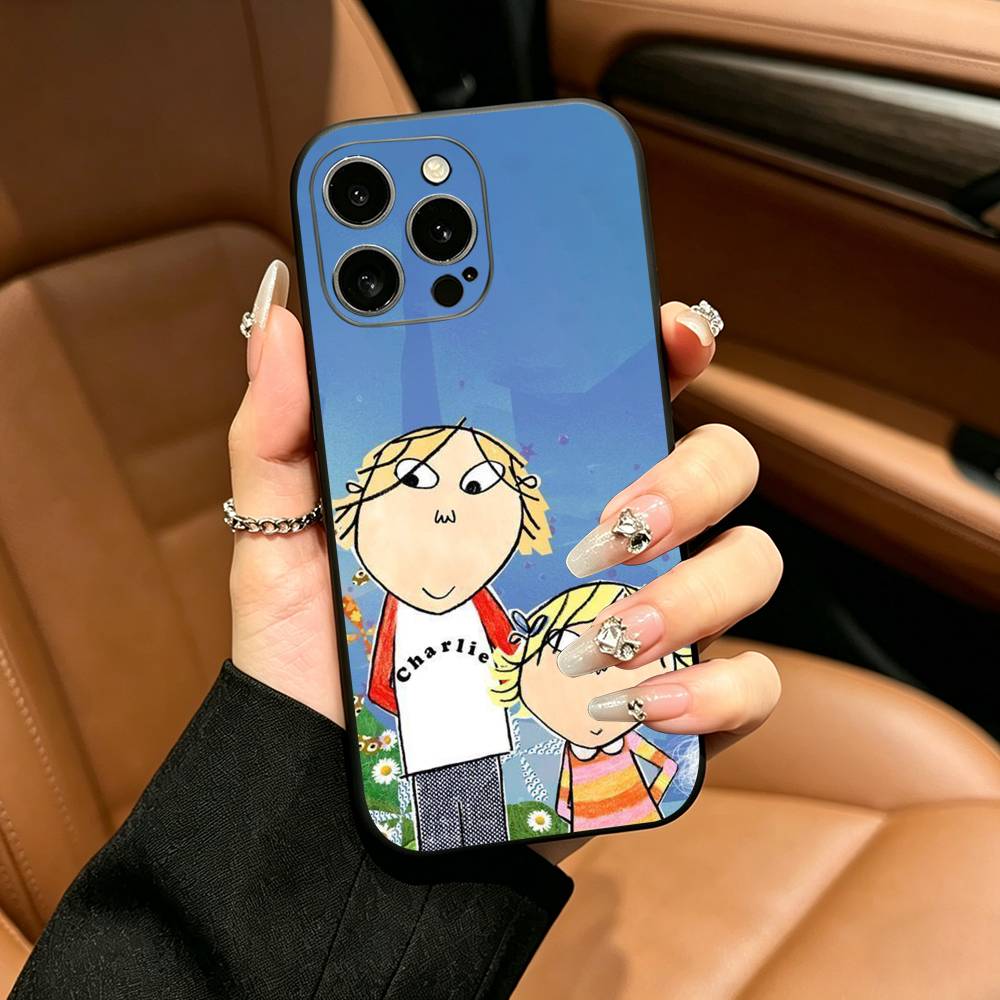 Animation Charlie and Lola Phone Case For iPhone 17,16,15,14,13,12,11 Pro Max,16/15/14Plus,XS Soft Black Cover