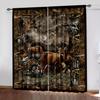 2pcs Rustic Cabin Deer Curtains for Bedroom, Vintage Country Farmhouse Fall Forest Wildlife Print Window Curtains