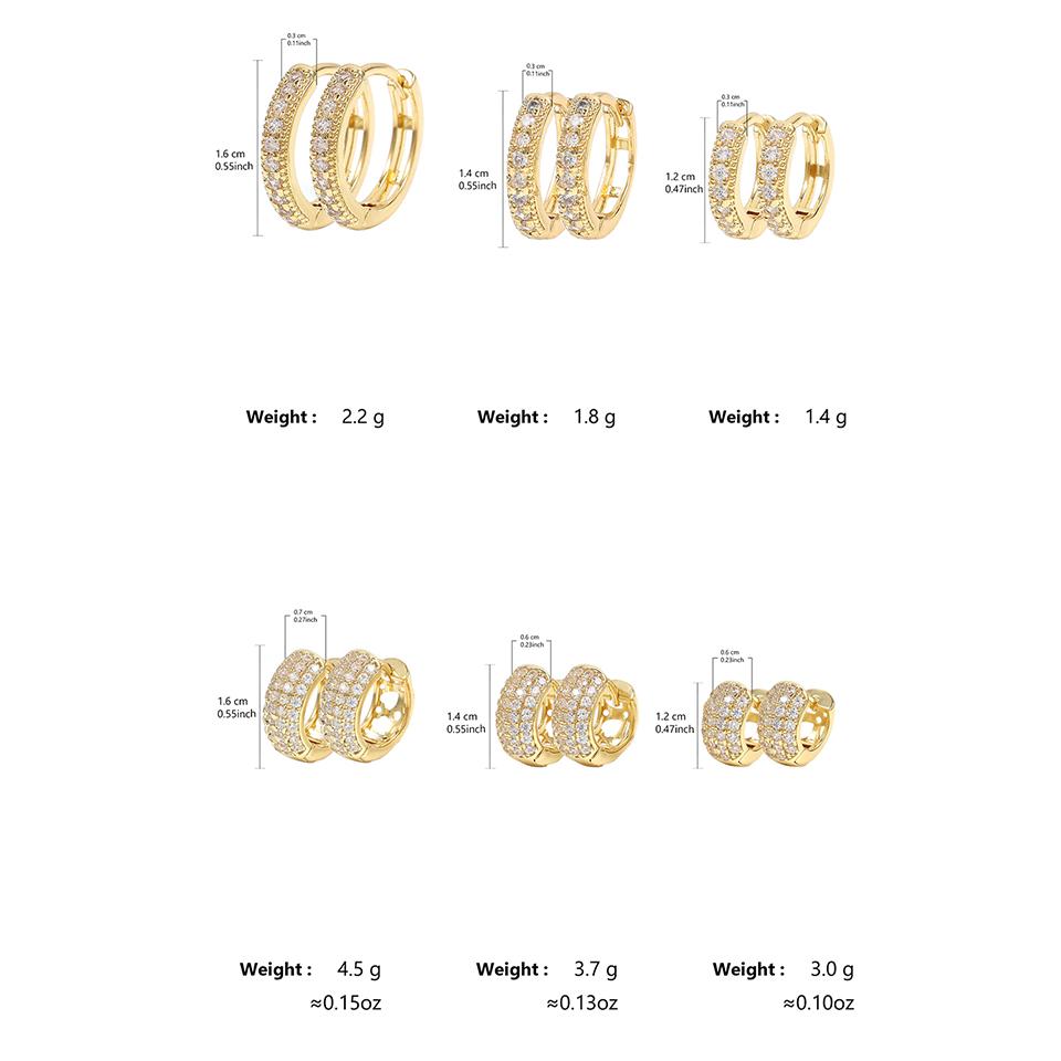 ZAKOL 6 Pcs Shiny Zircon Chunky Circle Hoop Earrings for Women Girls Fashion White Gold Color Helix Tragus Piercing Zircon