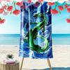 Green Serpent with Lightning Background Beach Towel Quick-drying for Travel Outdoor Sports Jogging Beach and Swimming