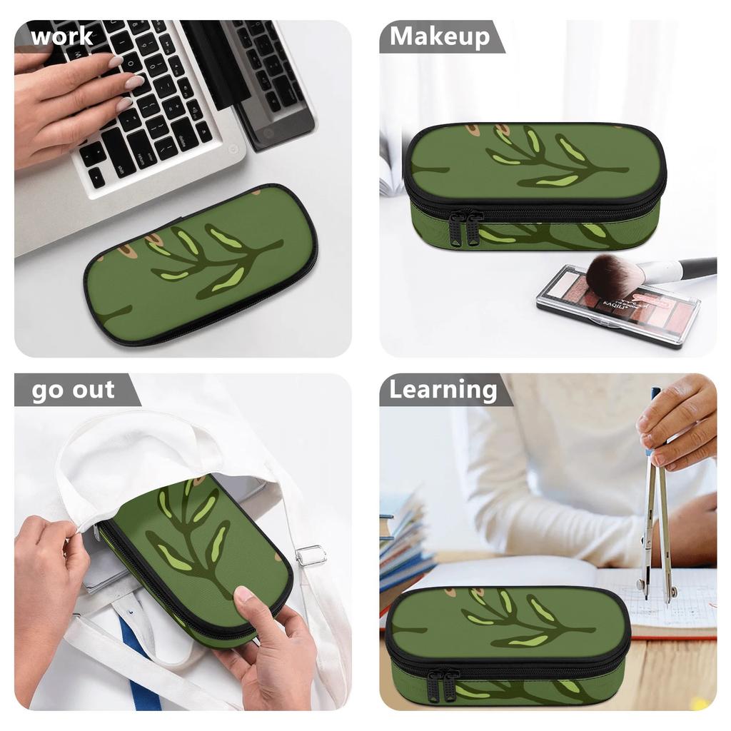 Pencil Case 300D Polyester Organized Storage Zipper Closure with Mesh Pocket Removable Divider and Pen Slots for Classroom Use
