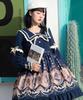 Milky Time Classic Lolita Dress, Long Sleeves, Cat Design, Sailor Collar, Navy, Cosplay Costume, Women's, Medium (Navy, M)