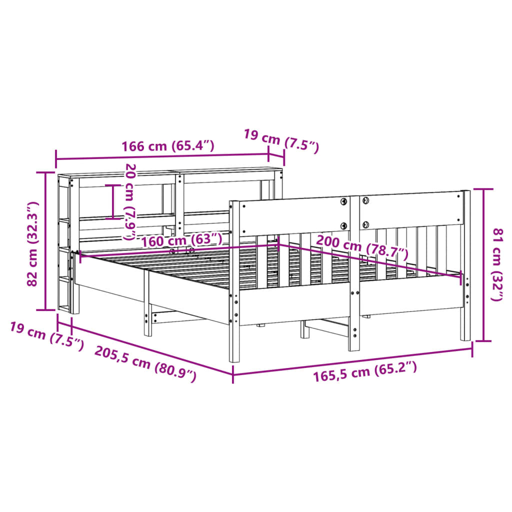 Massivholzbett ohne Matratze 160 x 200 cm Kiefernholz