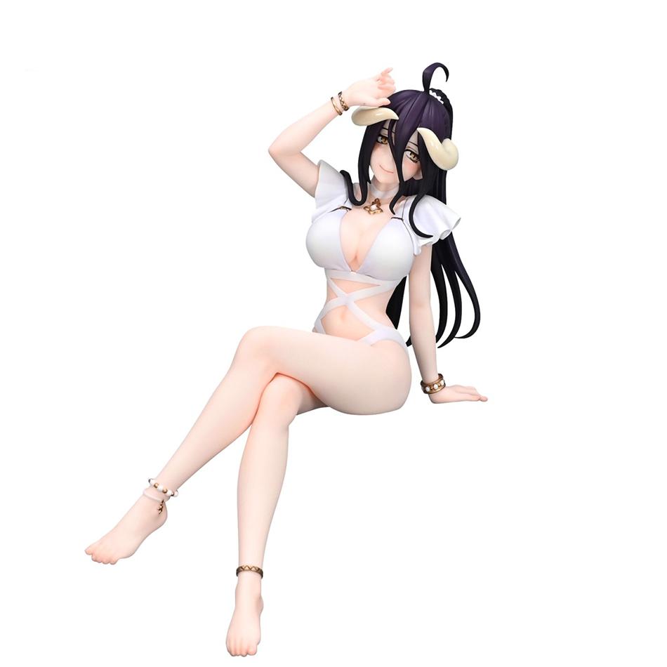 16cm Overlord Albedo Anime Figure White Swimsuit Models Collection Ornaments Action Noodle Stopper Model PVC Collectible Toy