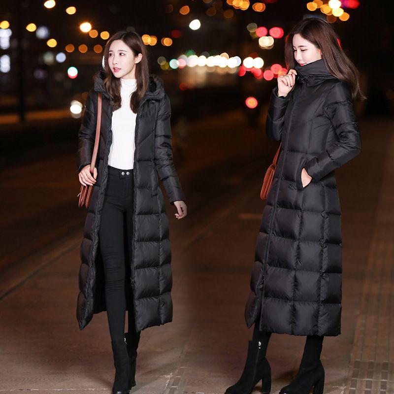 Zimowa swobodna kurtka parka damska czarna długa puchowa elegancka kurtka vintage streetwear zagęścić ciepłe gładkie ubrania damskie