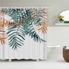 3D Fresh Green Plants Leaf Print Nordic Style Shower Curtain Set Hook Natural Flower Leaves Home Decoration Bathroom Curtains