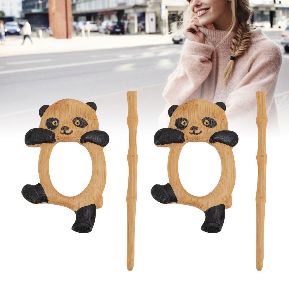 2pcs Handmade Wooden Brooch Carved Style Shawl Pin Cute Wooden Pin For Cardigan