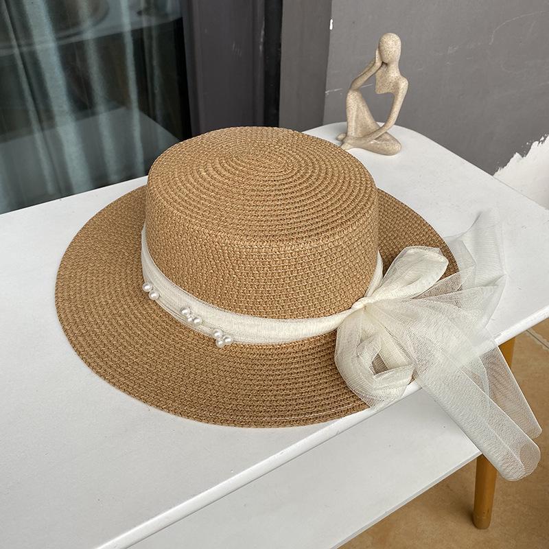 

Солнцезащитный козырек детский милый бант рафия соломенная шляпа лето морской отдых пляж