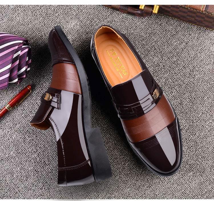 Men's Spring & Autumn Perforated Formal Leather Shoes with Plus Velvet Lining