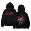 Felpa con cappuccio unisex Dexter Blood Never Lies, pullover con grafica personaggio serie TV, felpa con cappuccio, stampa fronte e retro, manica lunga casual, streetwear