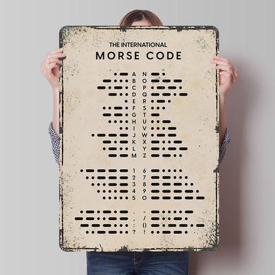MORSE CODE Tin Plaque Poster Customized Wall Art Retro Vintage Metal Signs for Man Cave Office Decoration Room Bar Accessories
