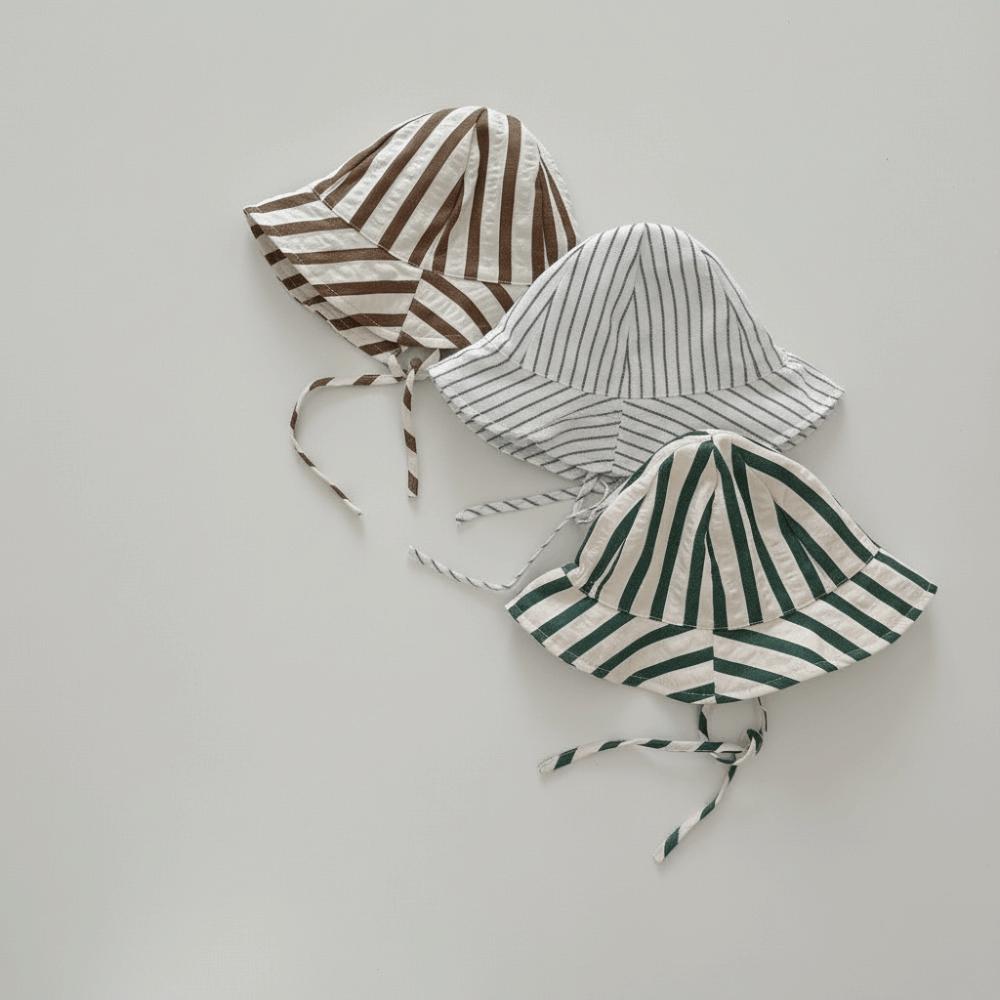 Striped Pattern Double Sided Baby Bucket Hat Breathable Panama Bonnet  Beach