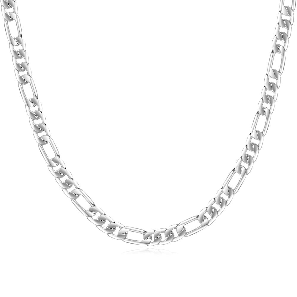 Men's 8MM 20'' 50cm Silver Necklace Fashion 925 Silver Jewelry Figaro Chain Necklace For Women Male AAA Quality