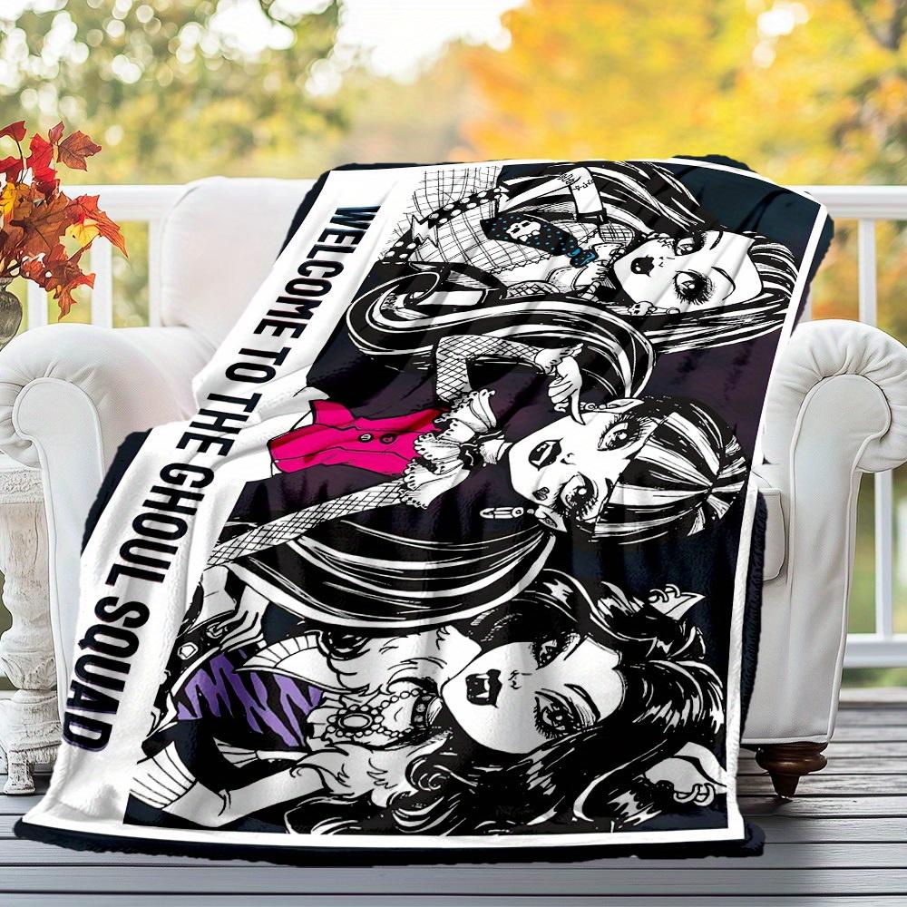 1pc Monster High Ghoul Squad Theme Design Flannel Blanket Soft Warm , All-Season Lightweight Throw for Camping Travel Bed, Gift for Christmas, -29