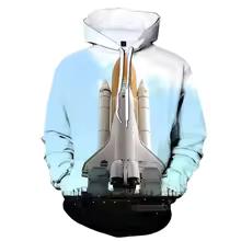 Fashion 3D Print Space Shuttle Hoodie Men Women Rocket Graphics Sweatshirt Long Sleeve Pullover Spring Autumn Kids Hoodies