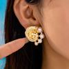 Trendy Gold Conch Pearl Earrings for Vacation Wear