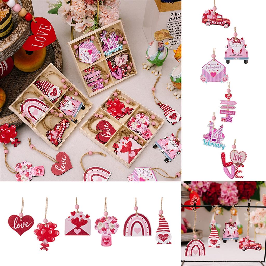 Kolorowy drewniany wisiorek, przenośny wisiorek walentynkowy, odpowiedni dla pary brelok z motywem miłosnym