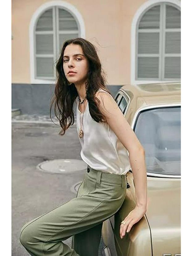 Sleeveless Satin Round Neck Women's Vest - European & American Style