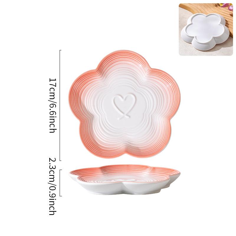 High Temperature Underglaze Ceramic Dinner Plate Gradient Color French Dessert Plate Home Fruit Plate Floral Design