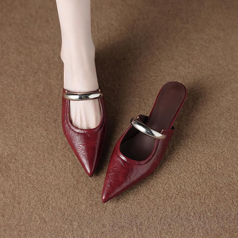 318-1 New Inner Height Increase Mary Jane Women's Shoes Half-mop Summer Shallow Mouth Sandals Versatile Bag Head Mop