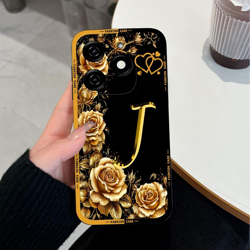 Initial Letters A-Z Phone Cover For Tecno Spark 20 30 40 Pro Plus 20C 30C 40C Go 2024 2025 Bumper Case Matte Silicone Anti Slip Shell For Tecno Casing