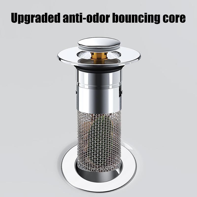 Umyvadlová zátka, proti zápachu, vyskakovací sáček, zátka do umyvadla, lapač vlasů, sítko do sprchy, nerezový filtr, sáček do umyvadla