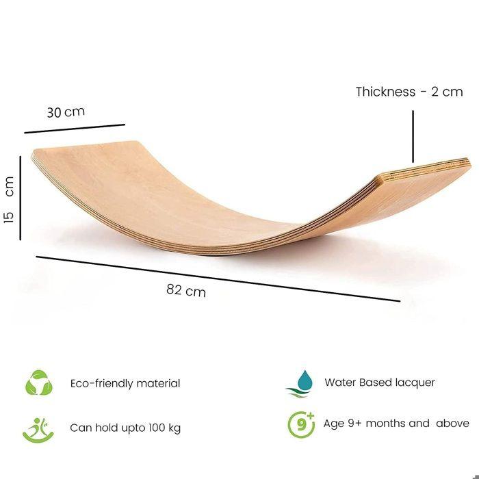 Planche d’Équilibre - GINGER HOME - Bois Naturel - 82x30x15 cm - Jouet Montessori Éducatif