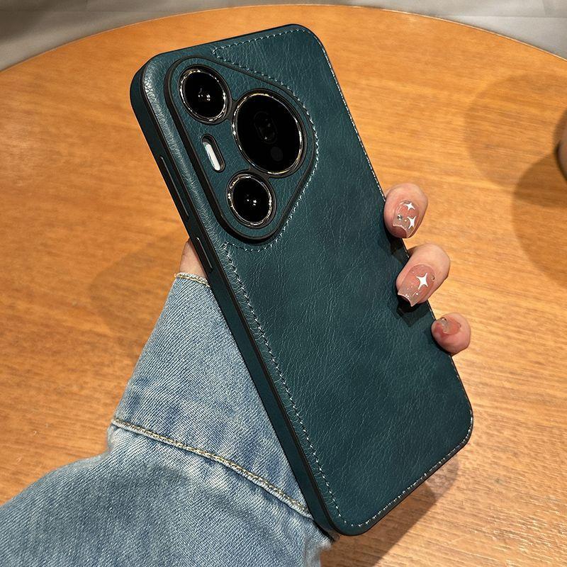 Luxury Vintage Leather Case for Huawei Pura 70 Ultra Mate 40 50 60 Pro Retro Shockproof Silicone Lens Protection Back Cover Etui