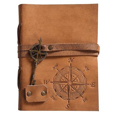 Diario Vintage, diario de cuero, cuaderno de escritura, diario de viaje en relieve hecho a mano único y formiato con cuerda para llave