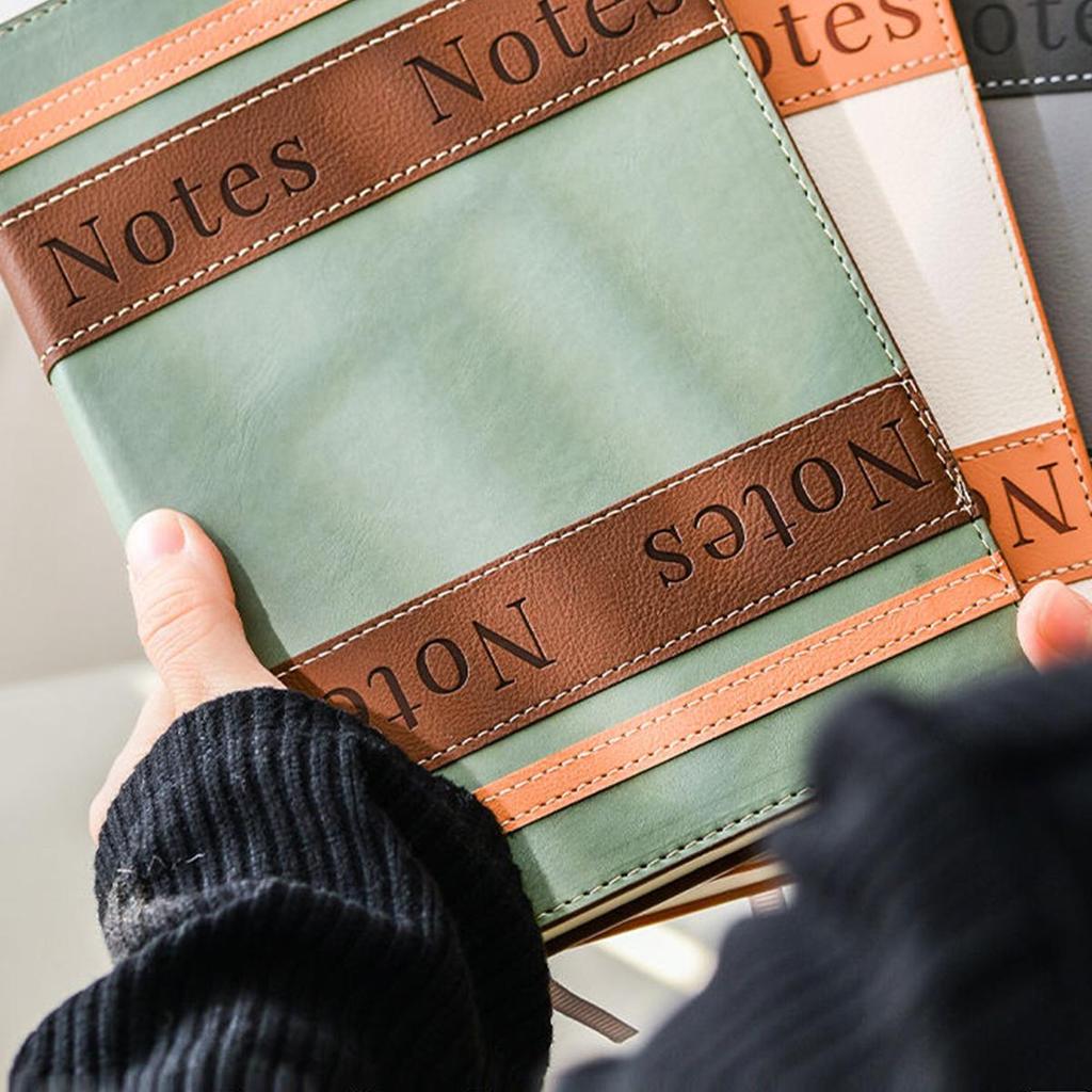 A5 leather study notebook, work notebook, business meeting record book, thickened diary, excerpt book, 100 sheets 200 pages