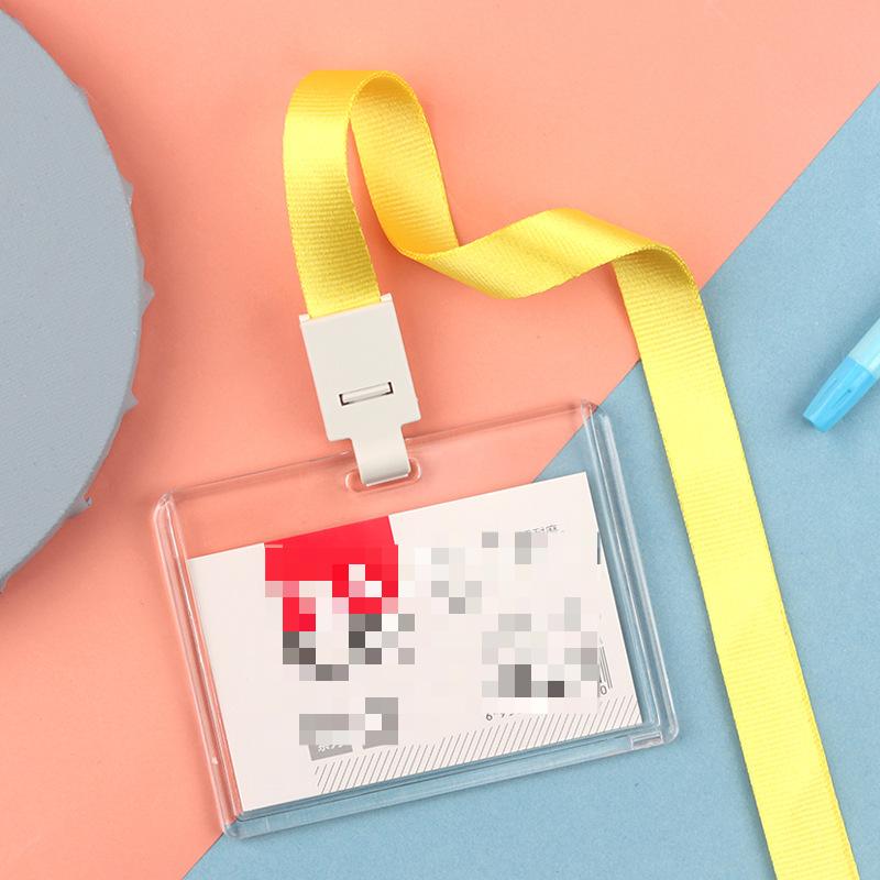 Fashion Acrylic Transparent Bus Cards Sleeve Employee Work Card Holder with Lanyard Work Card Cover Women Men Credit Card Holder