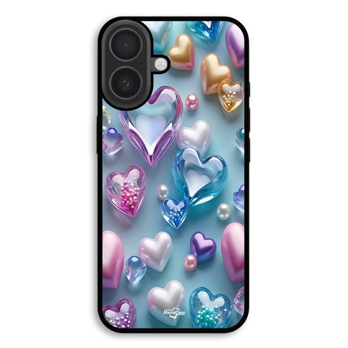 Coque de téléphone - MANIACASE - iPhone 17 - Silicone TPU - Souple - Coeurs colorés