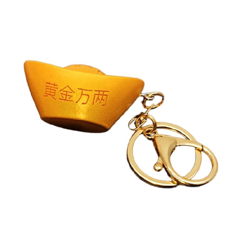 New Year Themed Keychain Golden Money Charm Rubber Key Hanging Accessory For Purse Backpack Car Interior Decoration