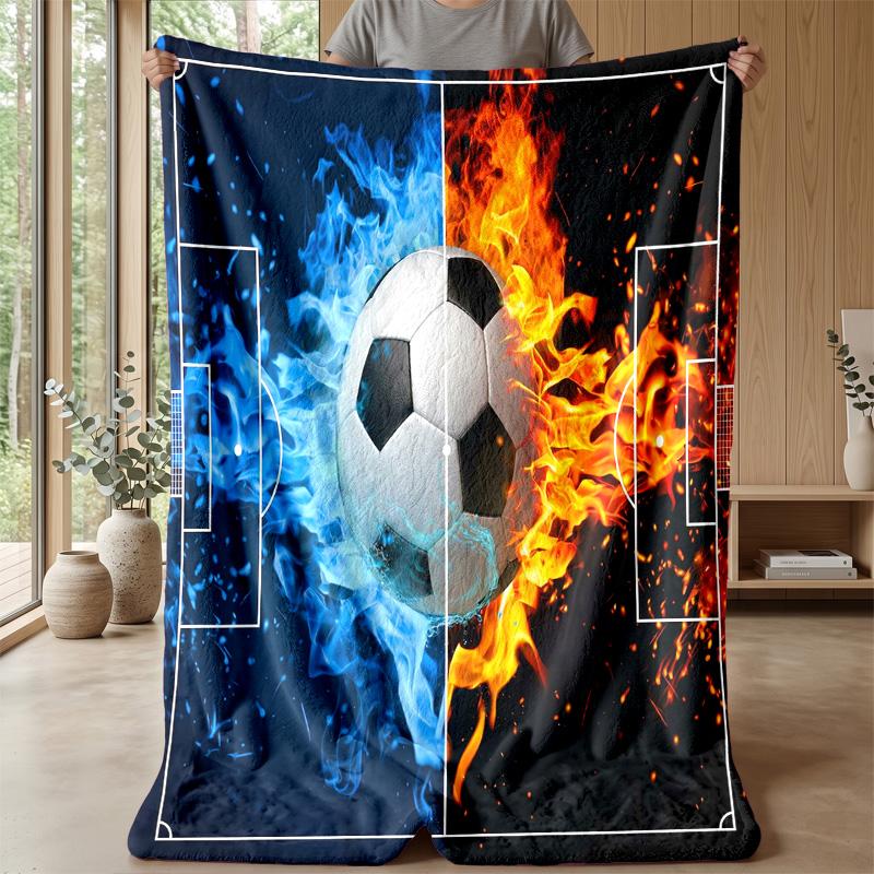 Soccer Ball Splash Art 1 Theme Blanket Lightweight Warm Flannel Blanket Decorative Throw Blanket for Home Decoration
