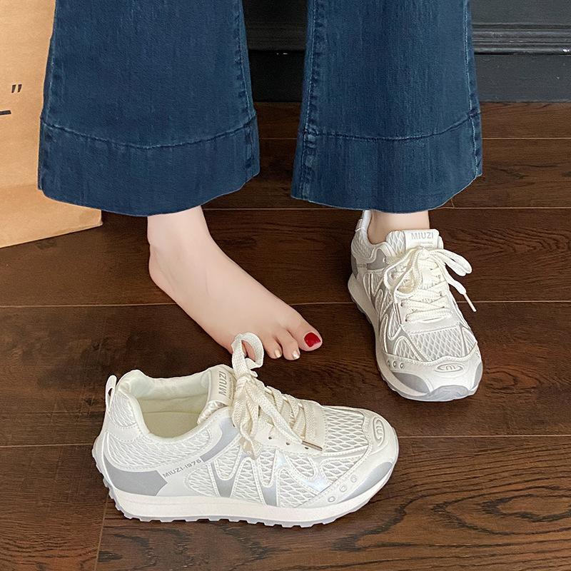 Dad shoes women's breathable casual sports shoes summer mesh new European products 2025 thick-soled fashion versatile little white shoes