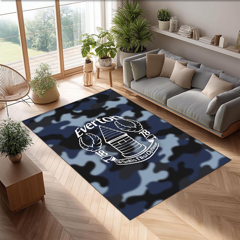 Tappeto in Velluto di Cristallo con Stampa Calcio Everton, Comodo Assorbente d'Acqua Antiscivolo Tappeto per Pavimenti Interni