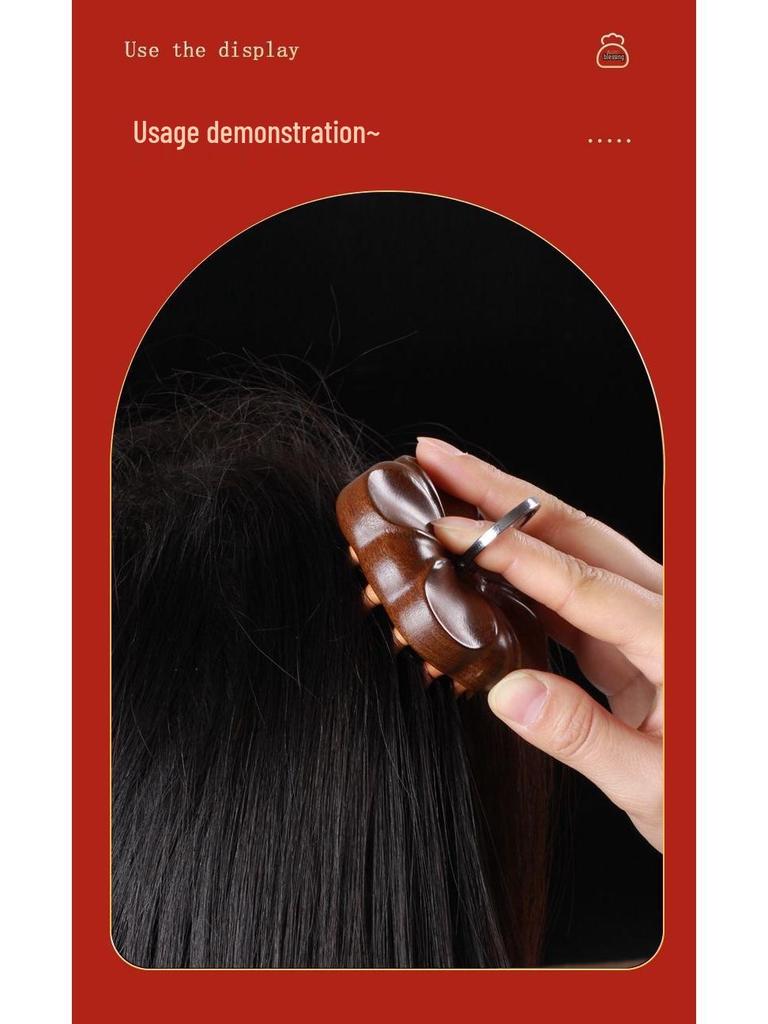 Massagekamm aus Sandelholz: Runder Scheiben-Fingerring Shampoo-Bürste für Körper und Kopfhaut.