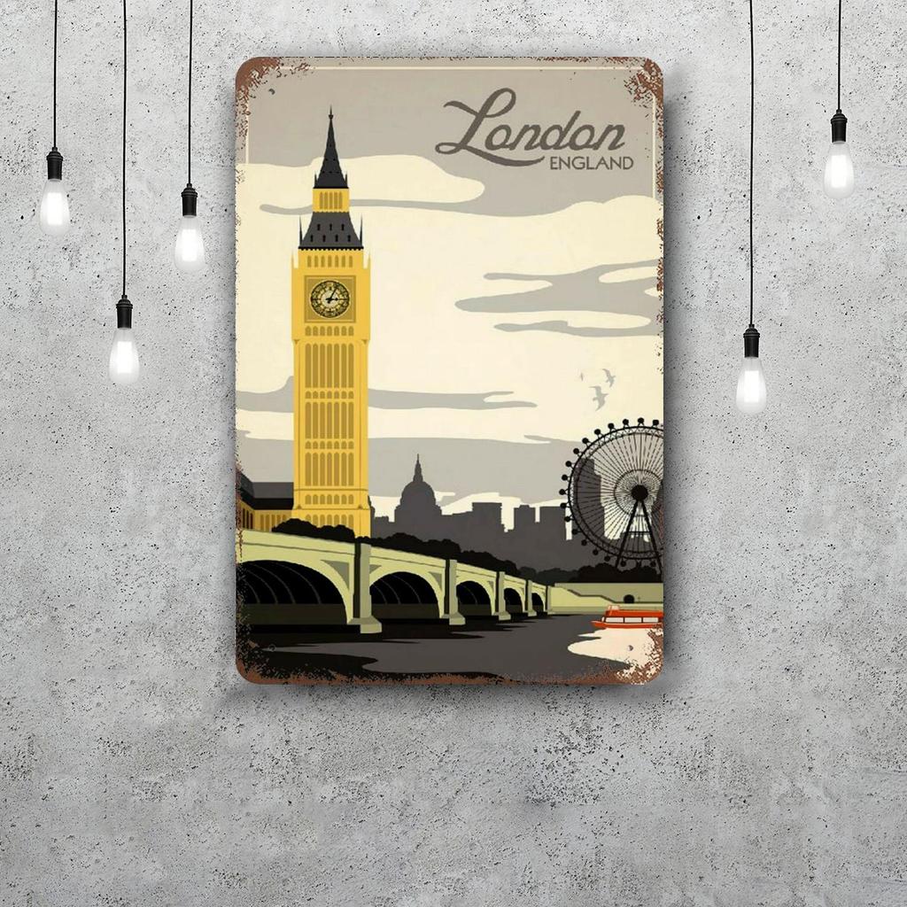 city Retro Vintage Tin Sign Poster Decorative Plaque Metal Plate Wall Decor