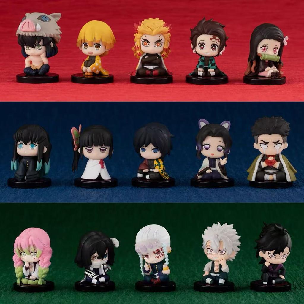 Carino Posizione Seduta Figure Gashapon Set Giocattolo da Collezione con Kamado Anjirou Agatsuma Tomioka Giyuu Shinobu Kocho Uzui Tengen