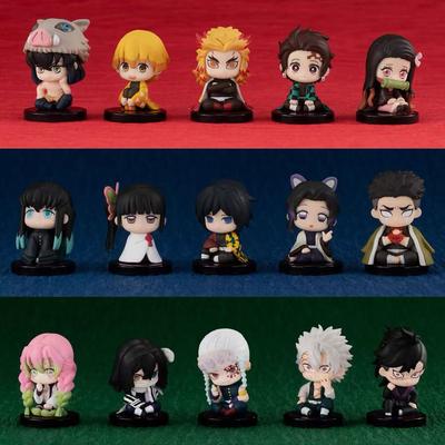 Cute Sitting Pose Gashapon Figures Collectible Toy Set Featuring Kamado Anjirou Agatsuma Tomioka Giyuu Shinobu Kocho Uzui Tengen