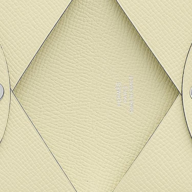 Hermes Calvi Palladium Plated Snap Epsom Leather Wallet Card Holder Women Wallet Milton-Yellow H044164CKI8