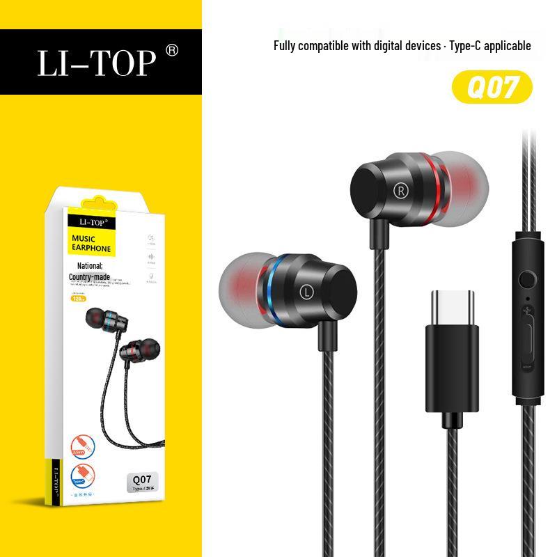 Type-C Red & Blue Circle In-Ear Metal Earphones with Mic & Volume Control, 3.5mm Universal Fit