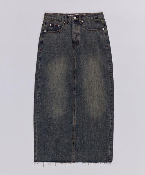 HAINT Wren Cargo Pocket Denim Long Skirt_3Colors_Vintage Blue