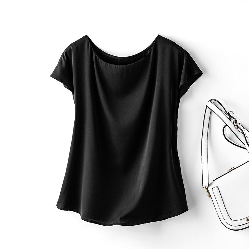 Women's Loose Silk Mulberry Short-Sleeve T-Shirt - Korean Style Sleeveless Summer Top