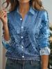 Women's Shirt Blouse 3D Print Elegant Long Sleeve Shirt Lapel Collar Tops Work Office Ladies Tops Summer Spring Fall Winter