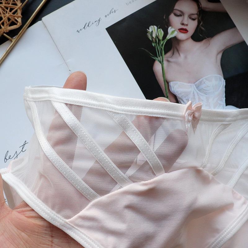 Tenké spodní prádlo Sexy dívky se síťovanými kalhotkami Dámské bokové prodyšné dámské kalhotky
