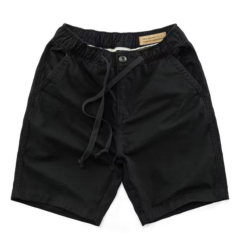 American Retro Khaki Cargo Shorts - Mid-Length, Elastic Waist, Casual Drawstring, Trendy Men's Summer Pants