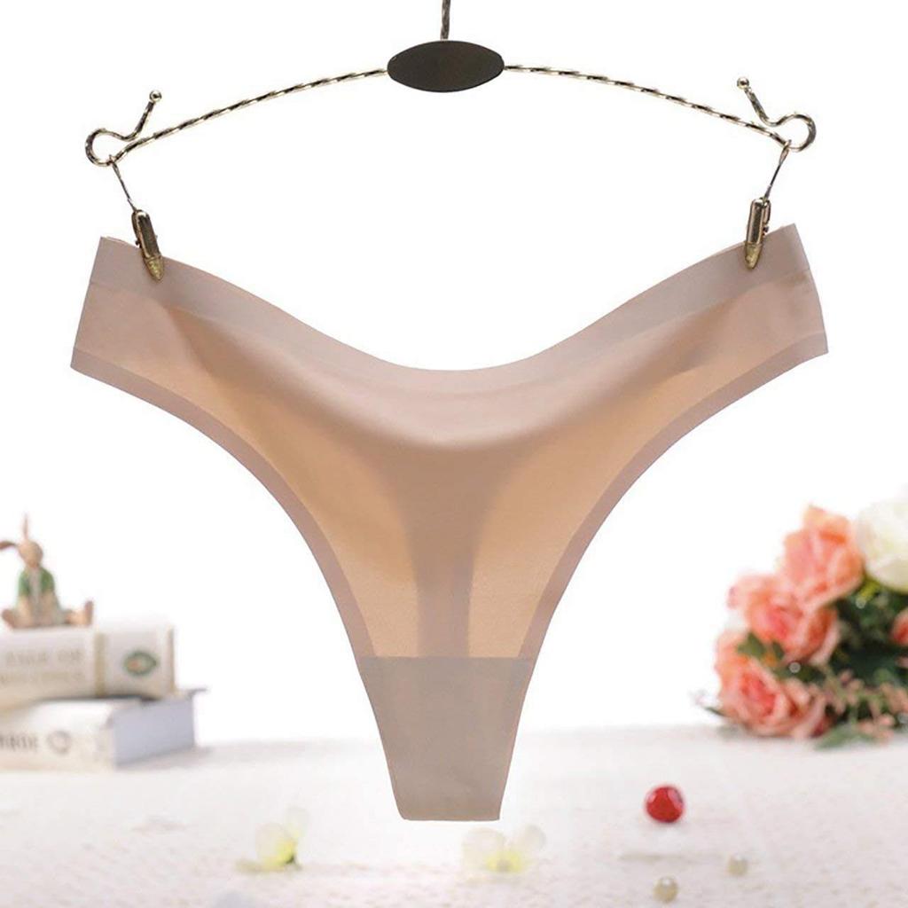 CHROME CRANE Seamless Sexy Set of L4S06 Women's T-Back Panties, Underwear, 4, (1 Beige)