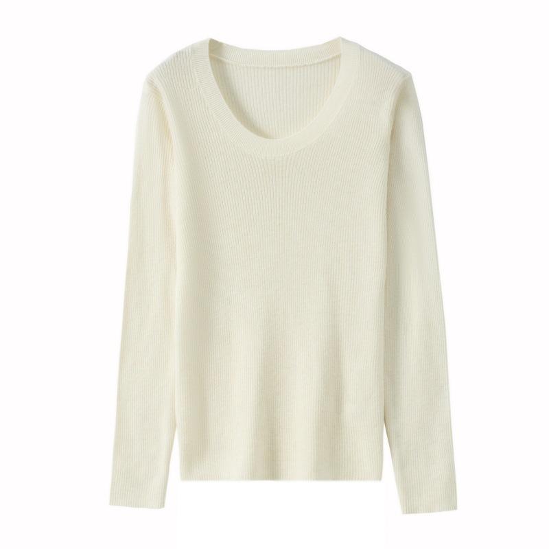 Classic High-end Autumn and Winter New Niche Chic Front Shoulder Thin Long-sleeved Women's All-wool Knitted Sweater