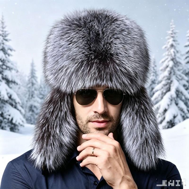 Mens Faux Fur Winter Trapper Hat Warm Cold Weather Cap Seniors